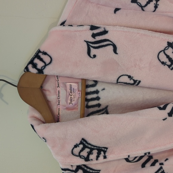 Juicy Couture pink fleece short logo robe large - Picture 2 of 7